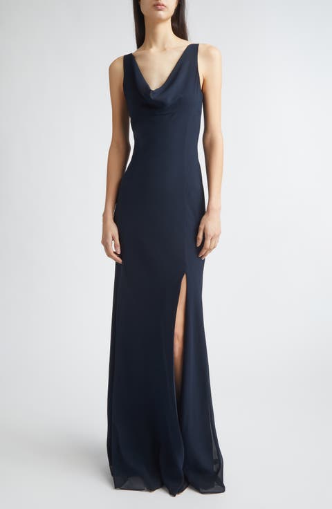 Plunging Cowl Georgette Gown