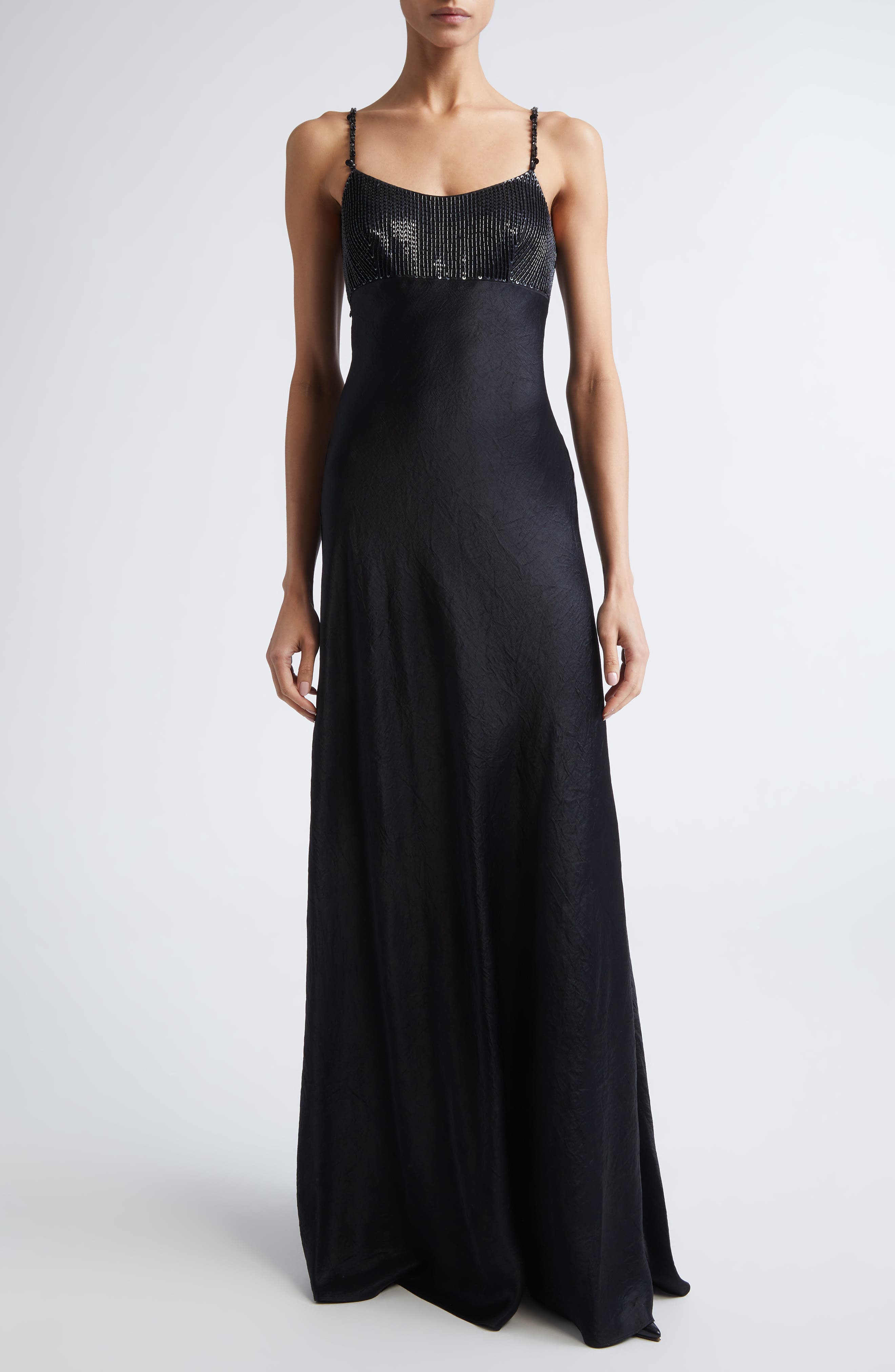 Washed Twill & Sequin Gown