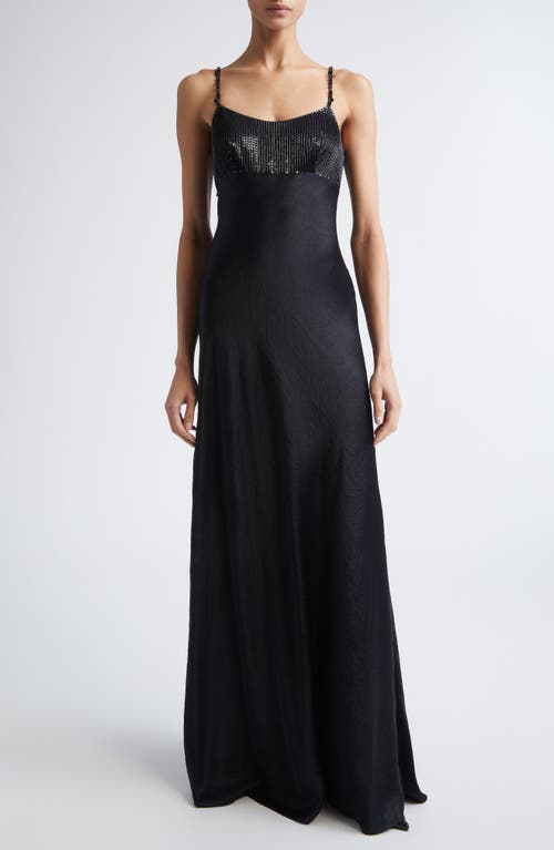 Jason Wu Collection Washed Twill & Sequin Gown In Black