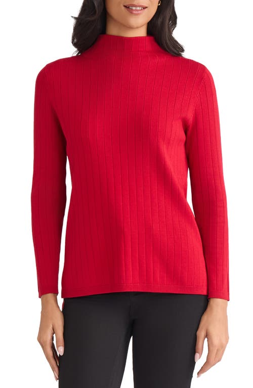 Jones New York Funnel Neck Wide Rib Sweater In Red