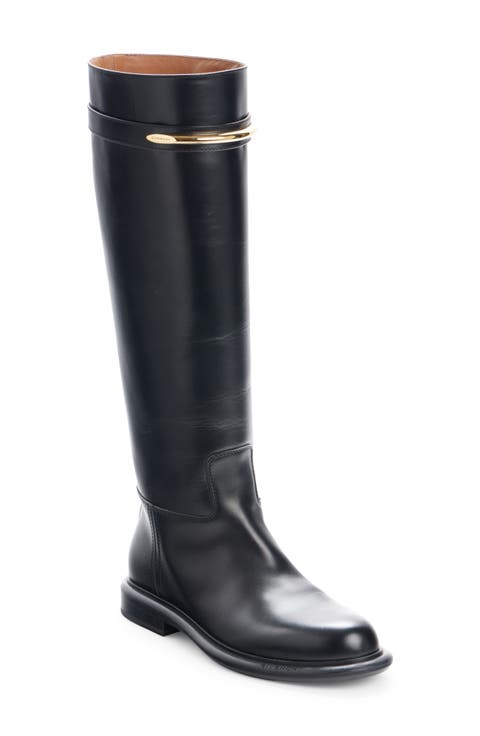 Pinch Knee High Leather Boot