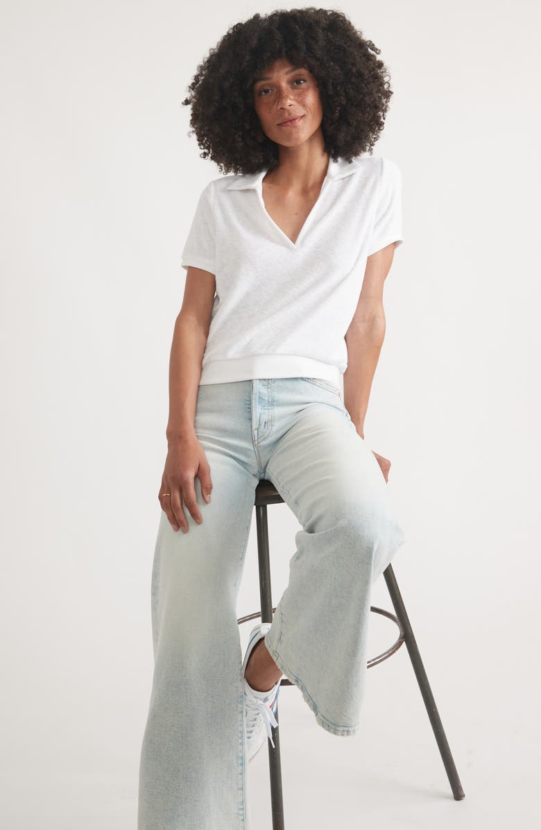 Marine Layer Terry Cloth Polo, Alternate, color, White