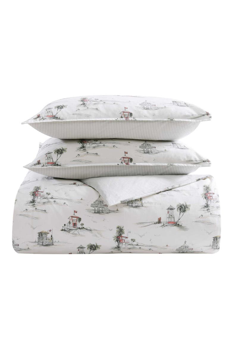 Beach Club Comforter Set, Main, color, GREY/ CORAL RED