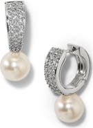 Nadri Under the Sea Cubic Zirconia & Faux Pearl Huggie Hoop Earrings