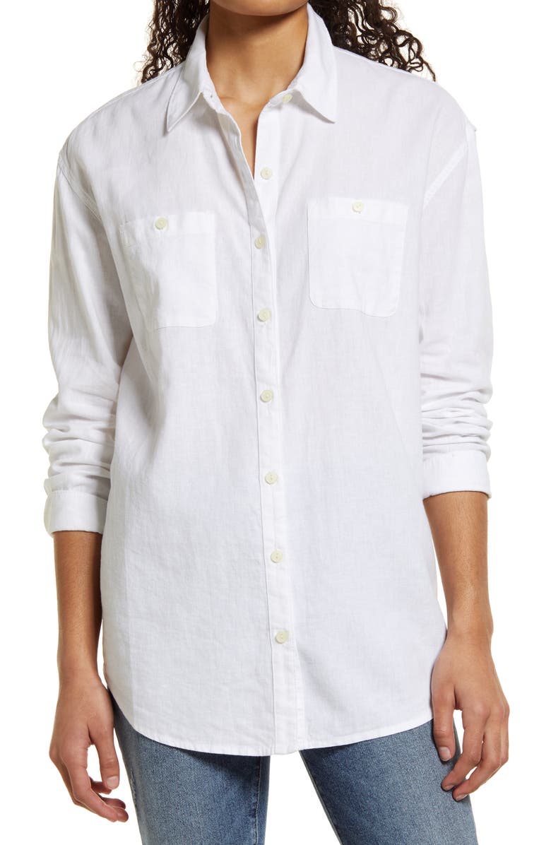 Caslon<sup>®</sup> Women's Linen Button-Up Shirt, Main, color,
