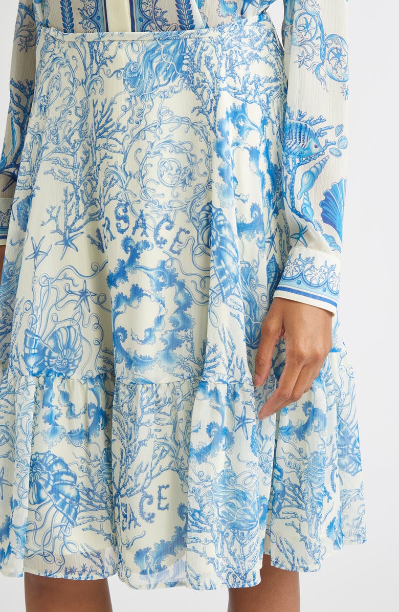 Versace Underwater Barocco Techno Crepon Skirt, Alternate, color, Eggshell Bright Dv Blue