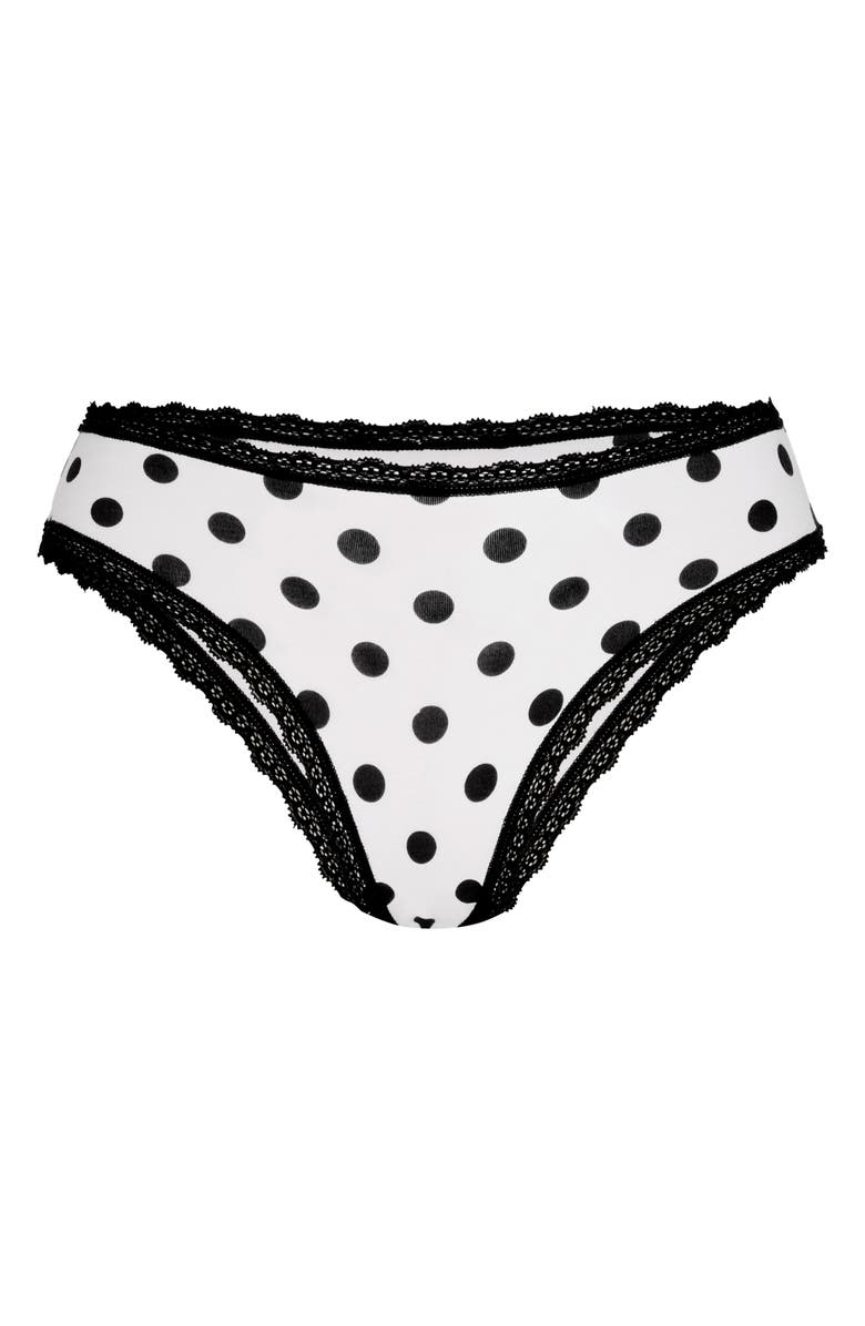 SAVAGE X FENTY Stretch Cotton Essentials Lace Trim Cheeky Briefs, Main, color, Angel White Dos N Dots Prin
