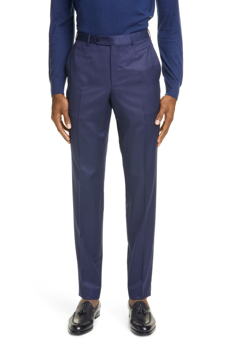 Ermenegildo Zegna Milano Classic Fit Check Wool Suit, Alternate, color, BLUE