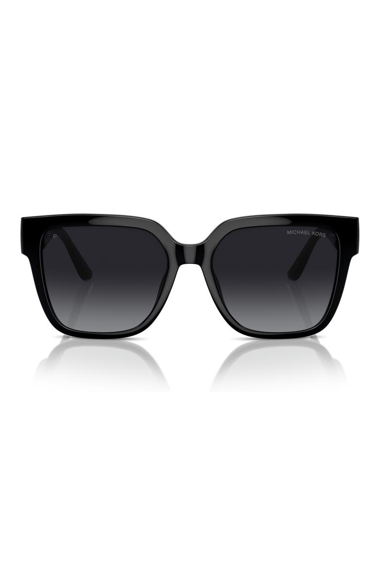 Karlie 54mm Polarized Square Sunglasses, Main, color, BLACK / GREY GRADIENT POLAR