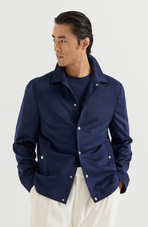 Lightweight cashmere flannel outerwear jacket