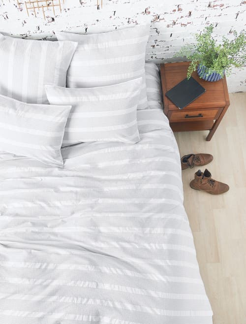 Carol & Frank 20" X 26" Mason Standard Wide Stripe Geometric Decorative Bedding Pillow Sham In White