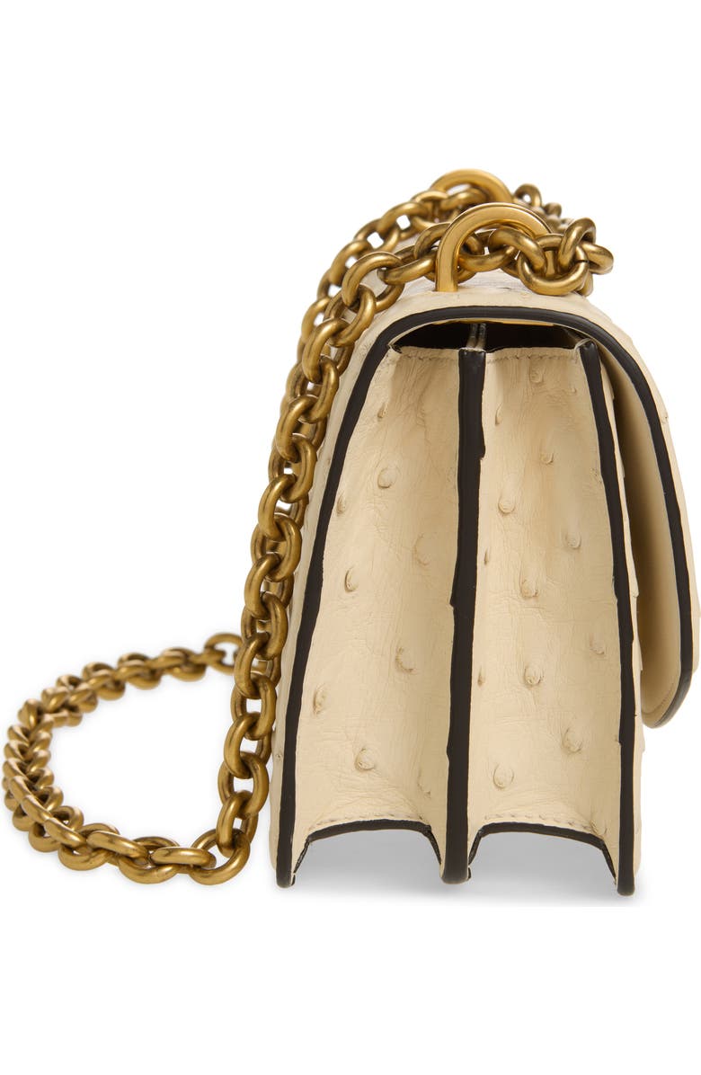 Valentino Garavani Small DeVain Ostrich Leather Shoulder Bag, Alternate, color, Light Ivory