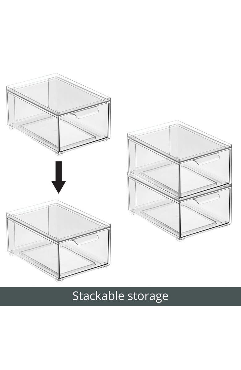 mDesign Plastic Stackable Kitchen Pantry Organizer with Drawer - 8 Pack, Alternate, color, 