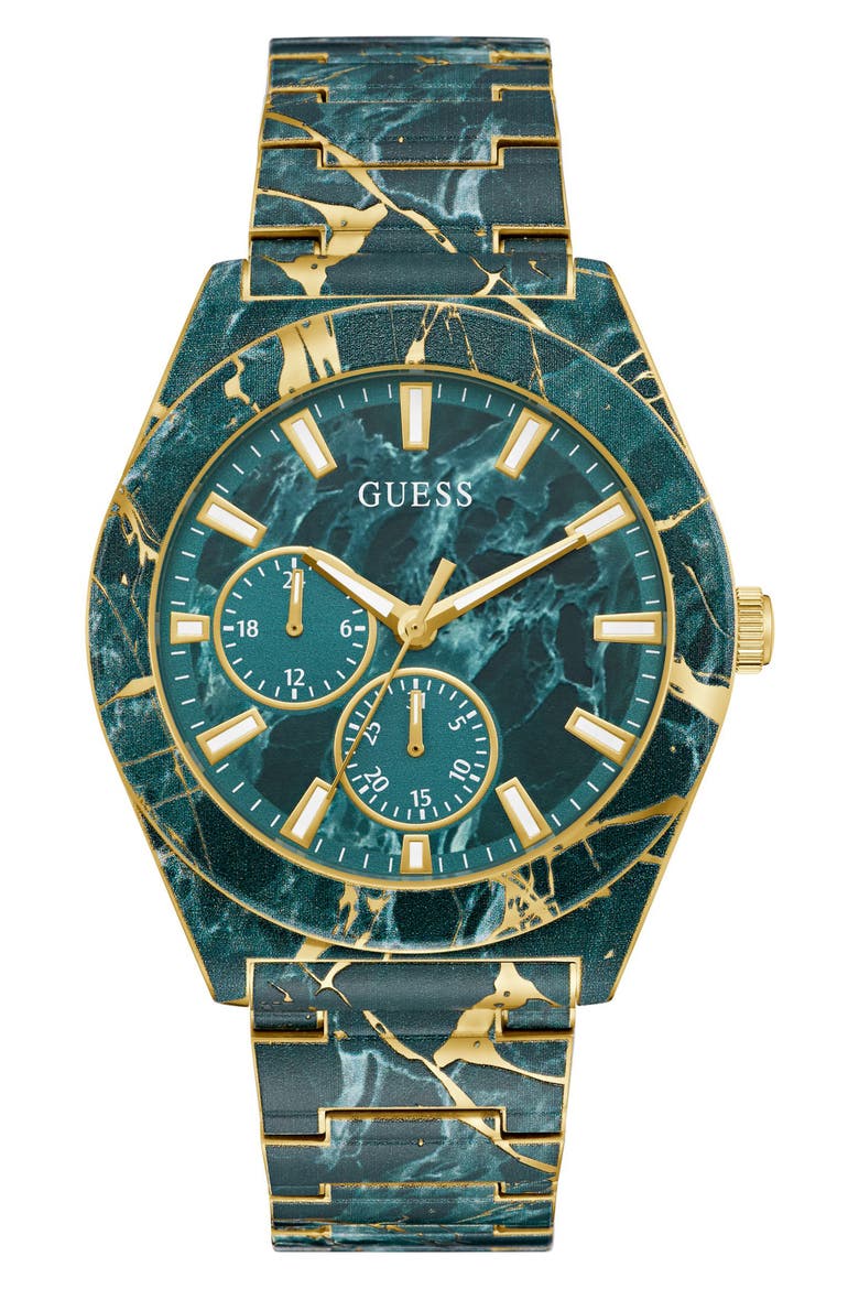 Marbled Multifunction Bracelet Watch, 44mm, Main, color, GREEN MARBLE