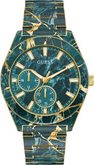 GUESS Marbled Multifunction Bracelet Watch, 44mm