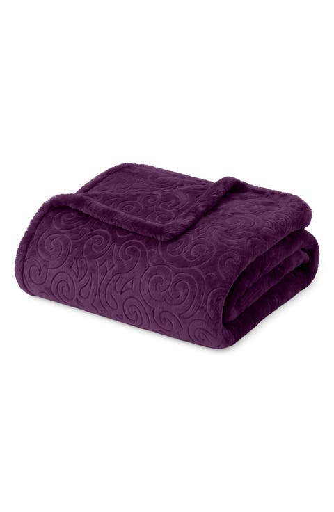 Dama Embossed Fleece Throw Blanket