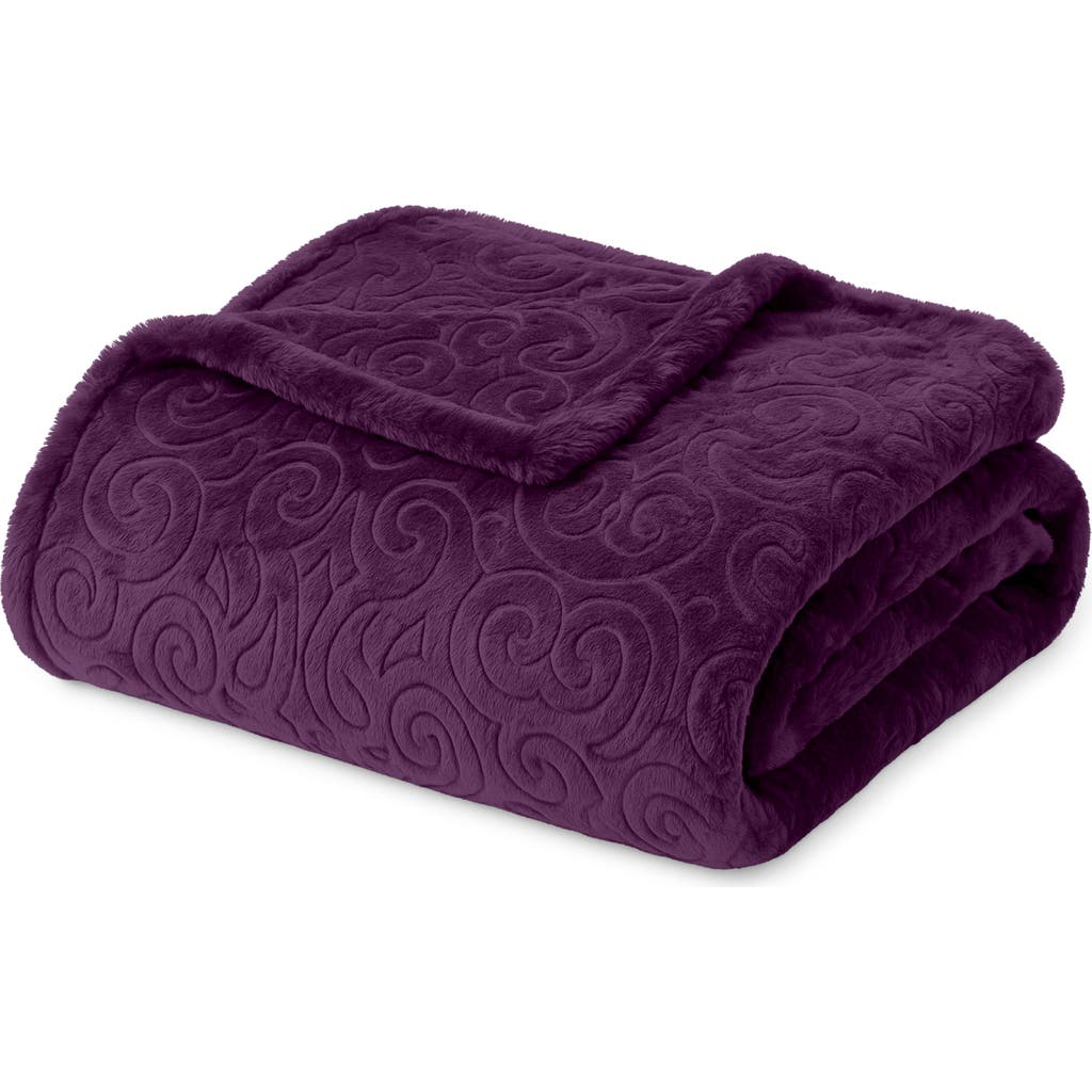 Luxury Home Dama Embossed Fleece Throw Blanket
