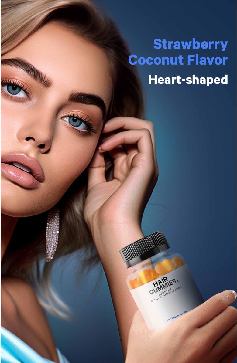 Codeage Hair Gummies Biotin Multivitamins Supplement, Alternate, color, White