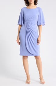 Connected Apparel Ruffle Sleeve Sheath Dress
