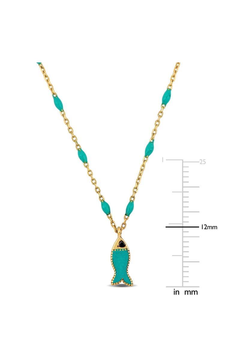 Julianna B. Green Enamel Fish Station Necklace 14K Gold, Alternate, color, Green