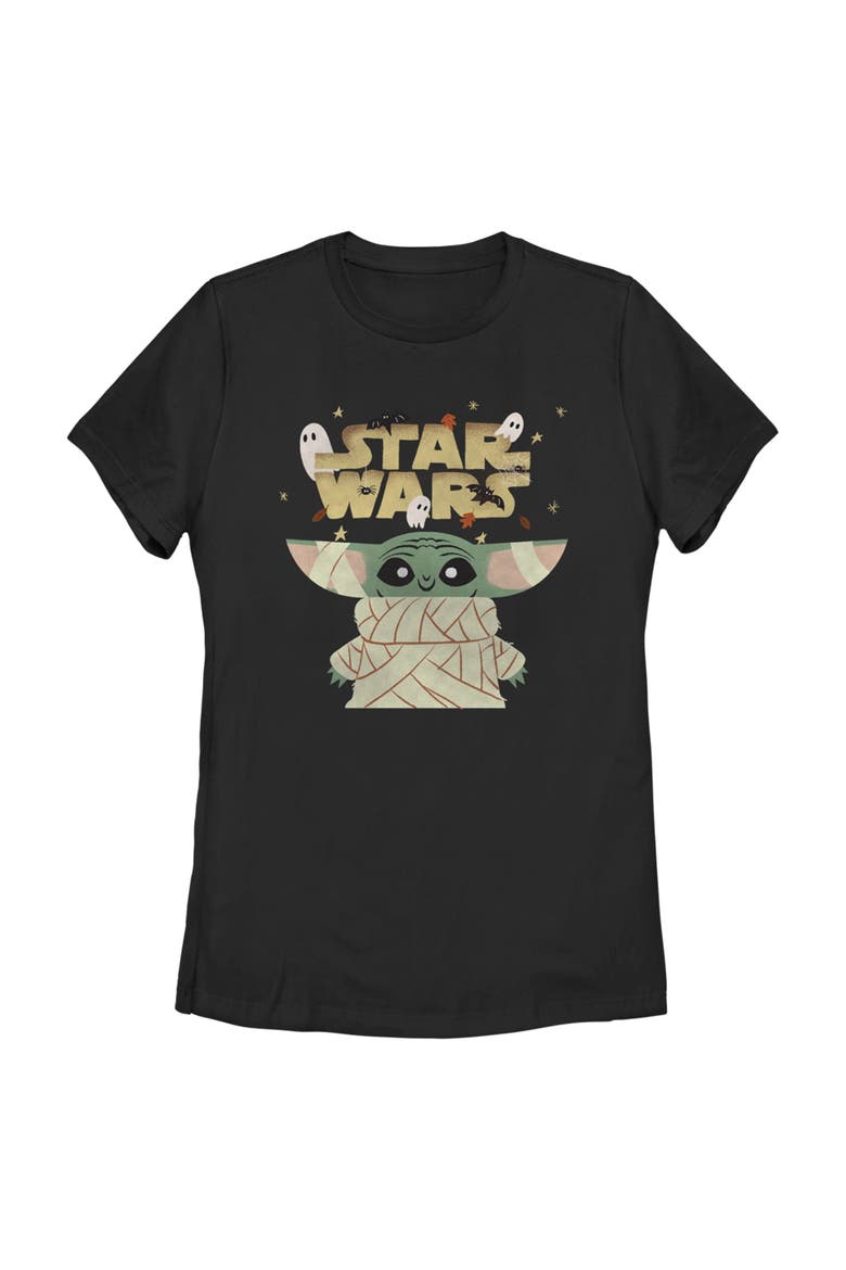 Women's Star Wars The Mandalorian Halloween Grogu Mummy T-Shirt, Main, color, Black