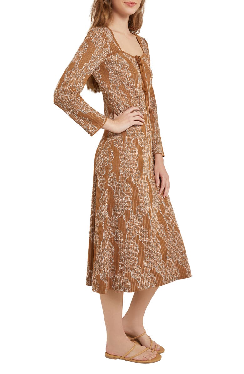 Misook Long Sleeve Metallic Midi Sweater Dress, Alternate, color, 