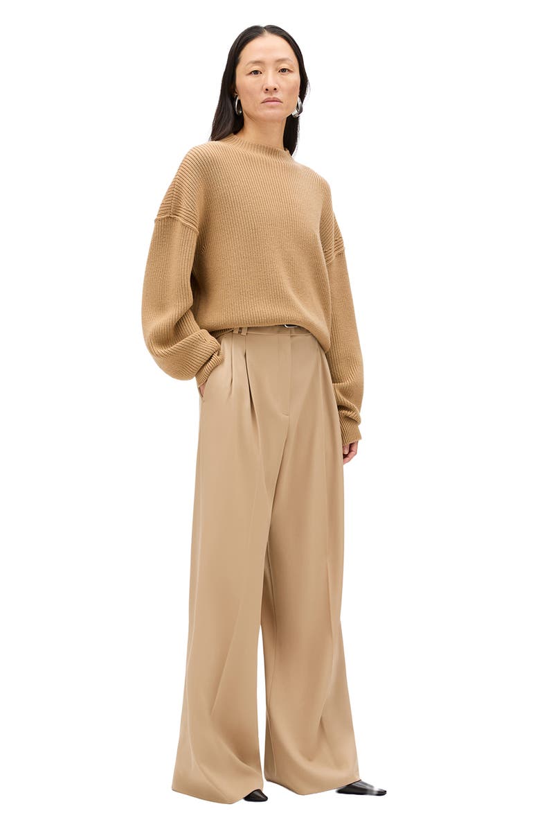 Another Tomorrow Rib Crewneck, Alternate, color, Camel