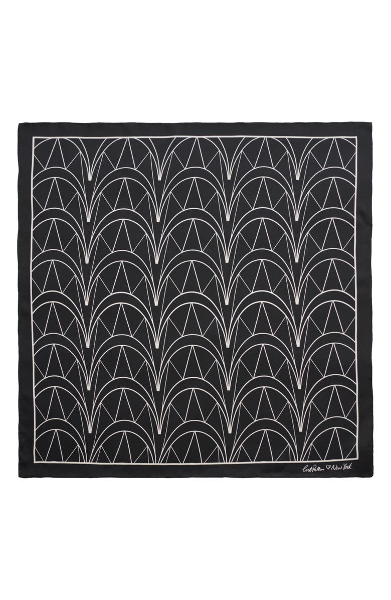 Lost Pattern Chrysler Print Silk Bandana, Alternate, color, Black