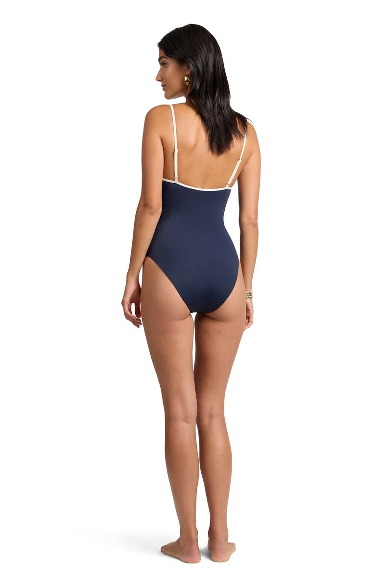 Onia Soleil Tie Front One-Piece, Alternate, color, Noir Navy/Egret