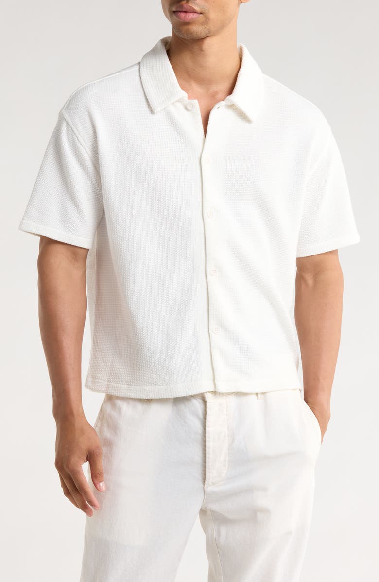 PacSun Stone Short Sleeve Button-Up Shirt, Main, color, Cream