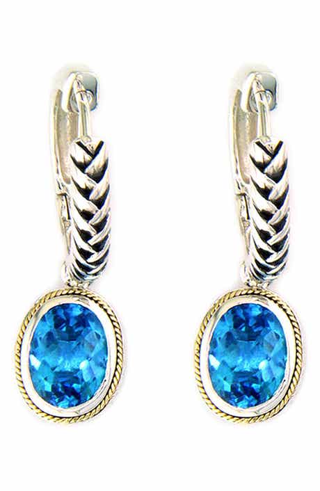EFFY Blue Topaz Dangle Huggie Hoop Earrings