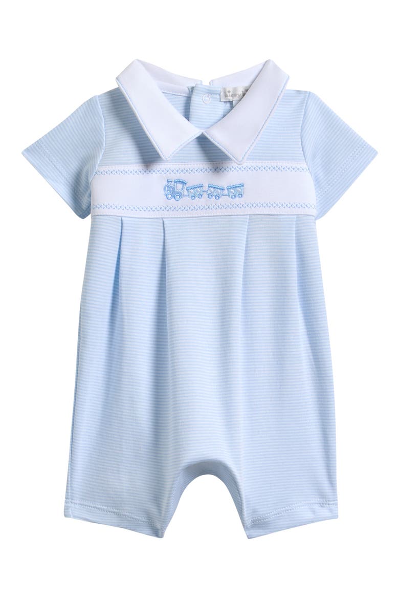 Kids' Smocked Train Romper, Main, color, LIGHT BLUE
