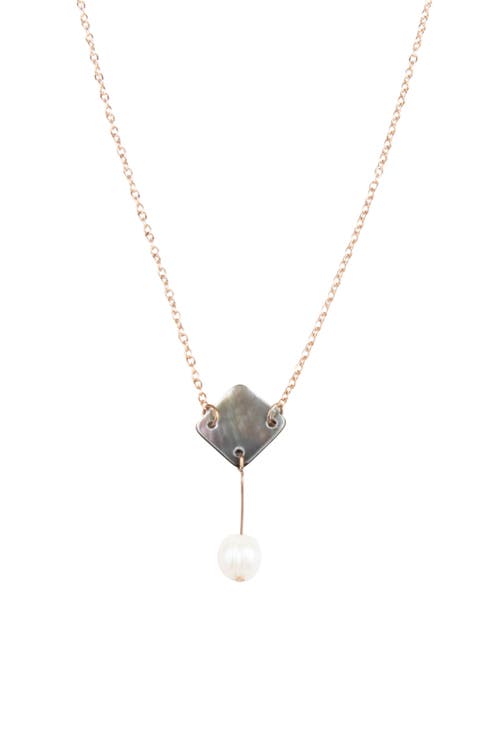 Mother-of-Pearl Diamond & Pearl Drop Necklace