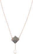 LIKHA Mother-of-Pearl Diamond & Pearl Drop Necklace