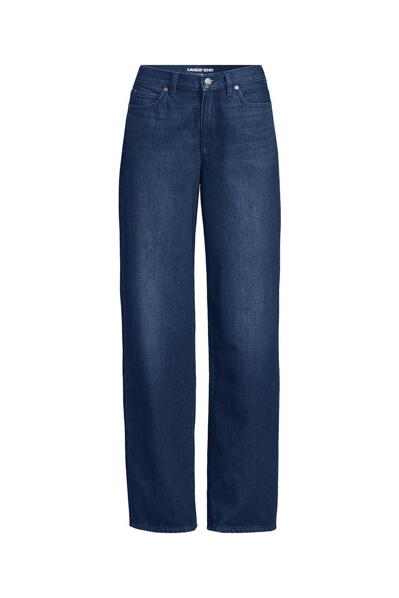 Rigid Denim Mid Rise Baggy Jeans, Alternate, color, Dark Indigo Blue Wash