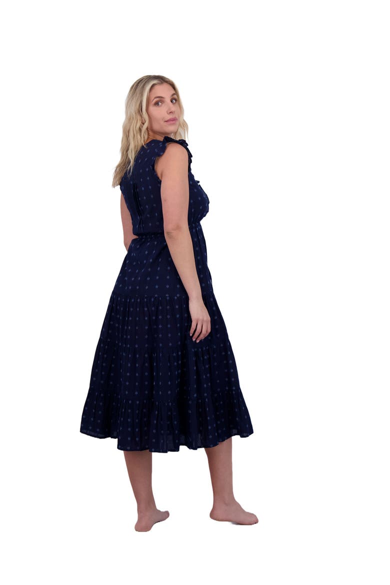 Giselle Women's Maxi Dress Navy Turquoise Swiss Dot, Alternate, color, Blue