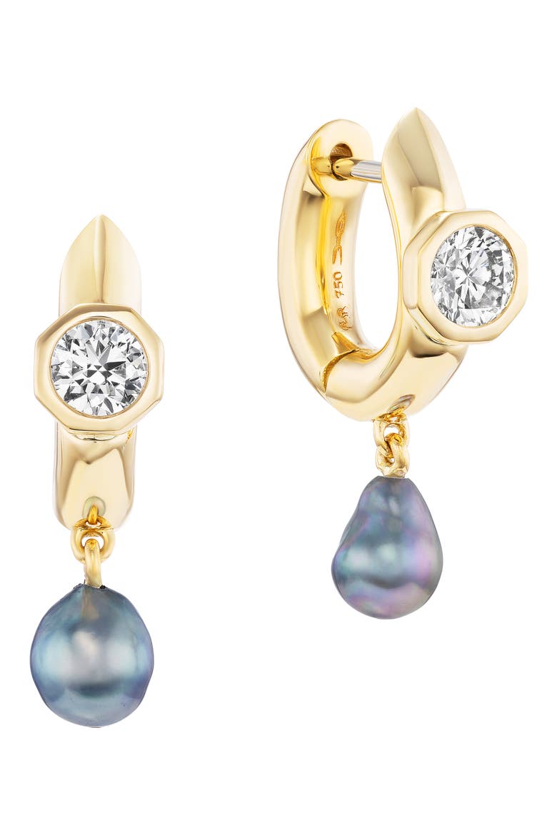 Machina Akoya Pearl & Diamond Drop Earrings, Main, color, YELLOW GOLD