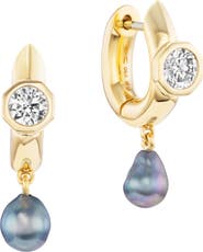 Uniform Object Machina Akoya Pearl & Diamond Drop Earrings