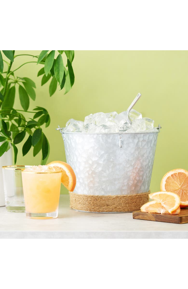 TWINE Jute Wrapped Galvanized Metal Ice Bucket with Scoop, Alternate, color, Silver