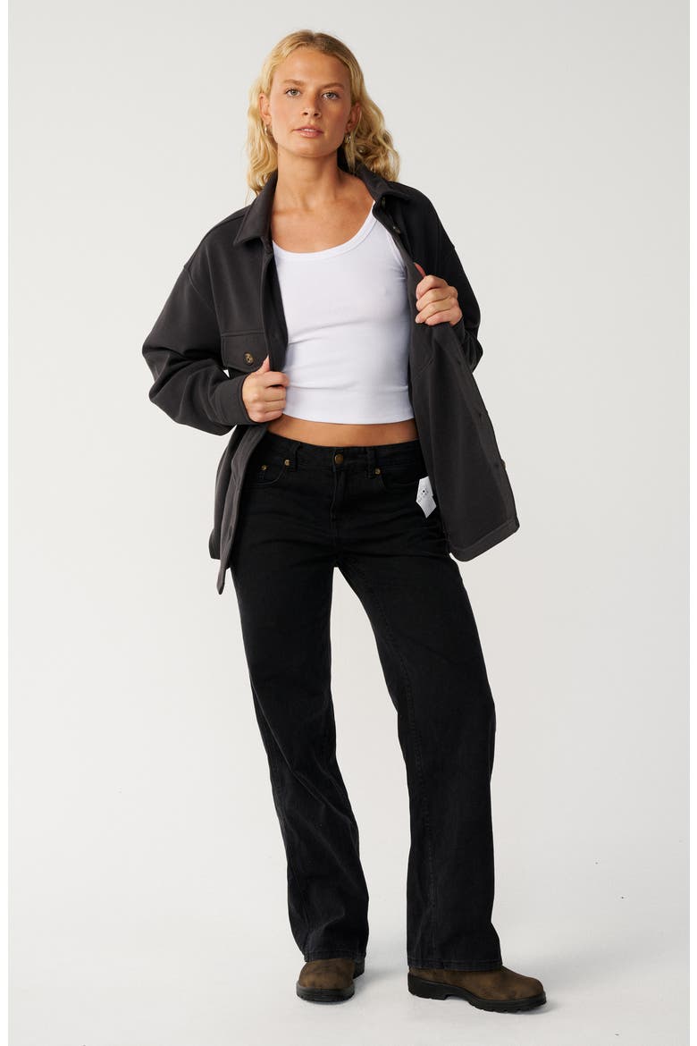 Retro Swell Fleece Shirt Jacket, Alternate, color, WASHED BLACK