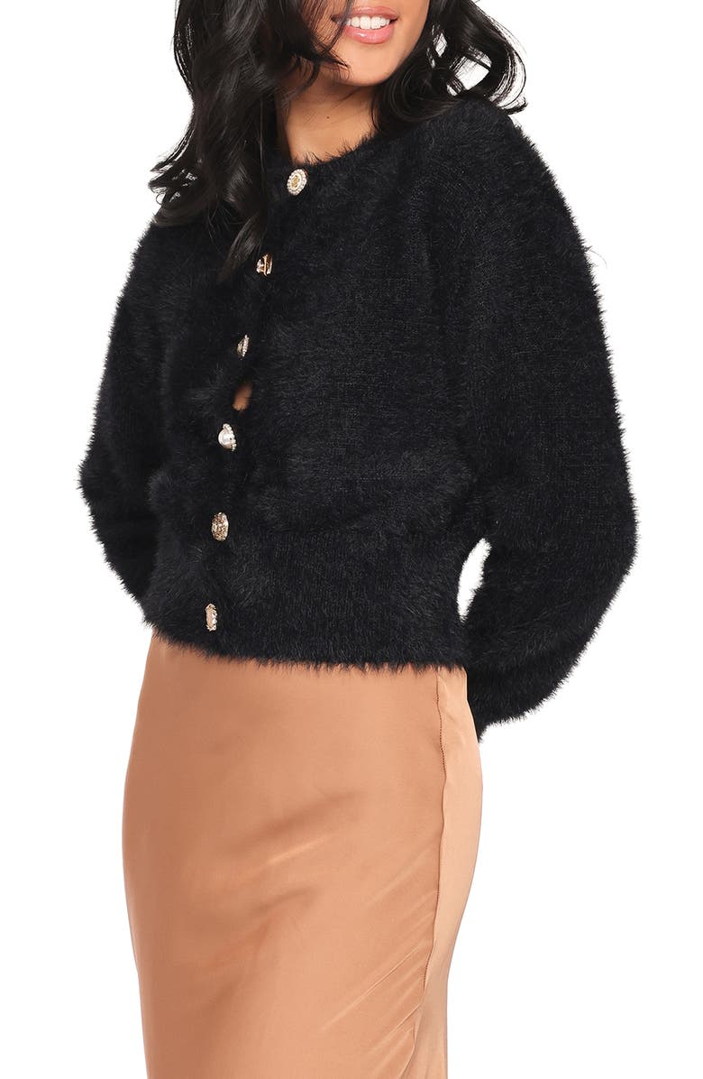 Petal & Pup Juntie Eyelash Knit Cardigan, Alternate, color, Black