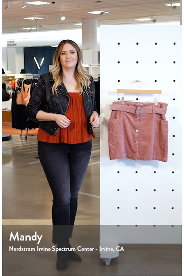 Corduroy Button Belted Miniskirt video