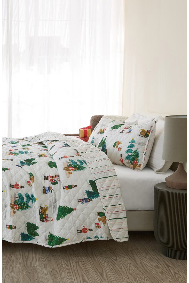 Santa & Friends Reversible Quilt & Sham Set, Alternate, color, WATERCOLOR SANTA