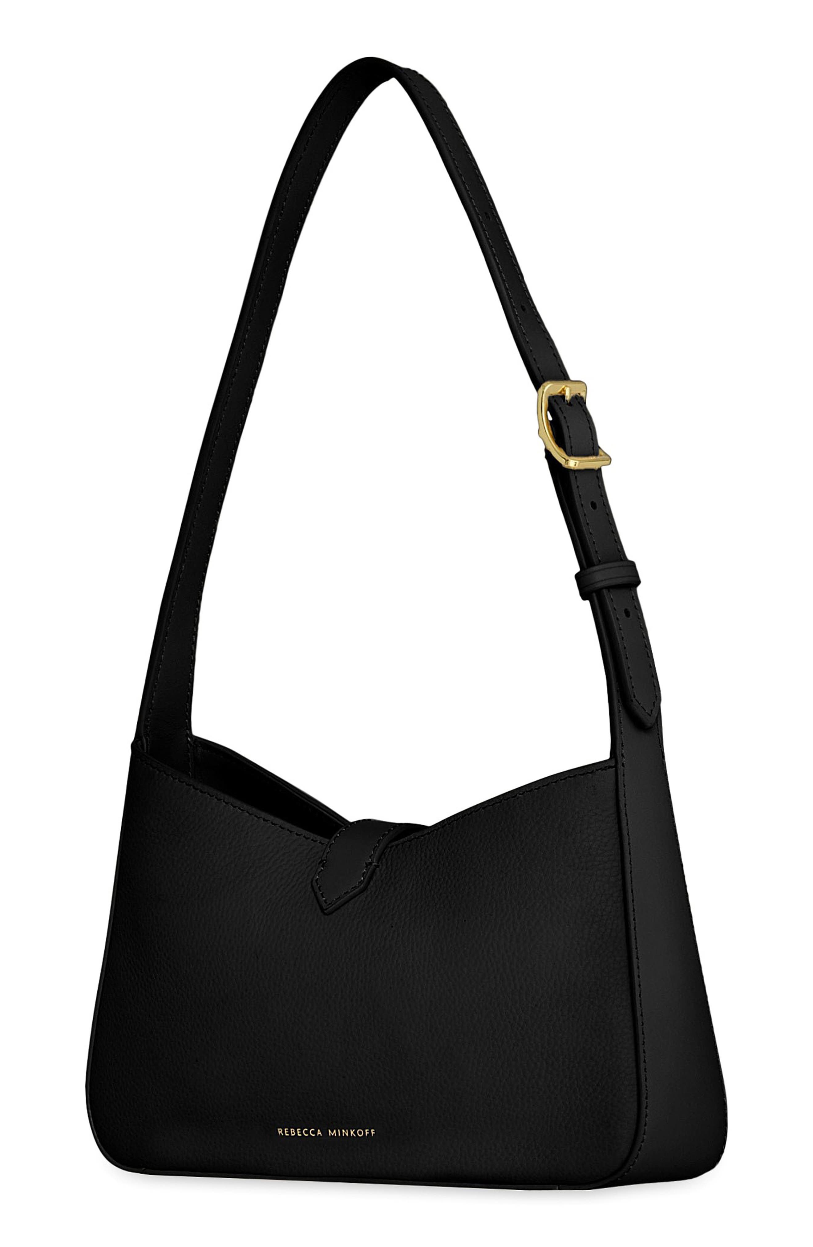 Rebecca Minkoff Small Megan Leather Shoulder Bag, Alternate, color, Black