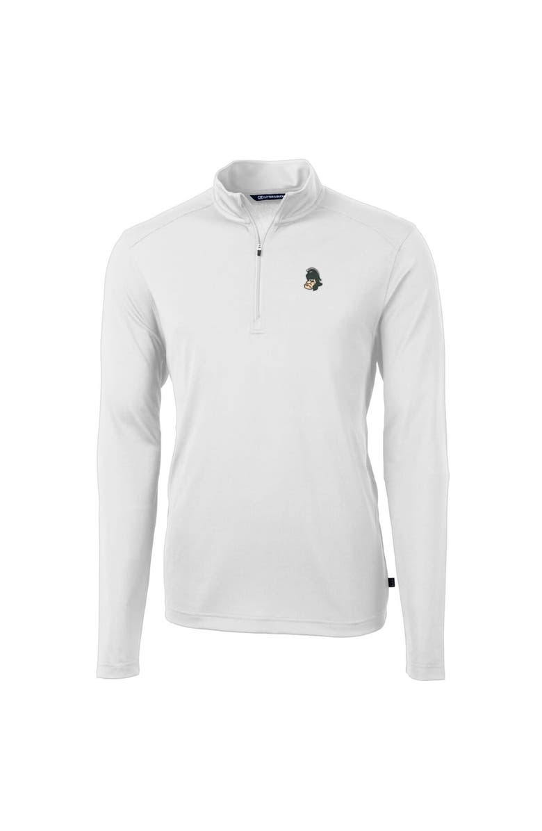 Cutter & Buck Men's Cutter & Buck White Michigan State Spartans Virtue Eco Pique Recycled Quarter-Zip Pullover Top, Alternate, color, 