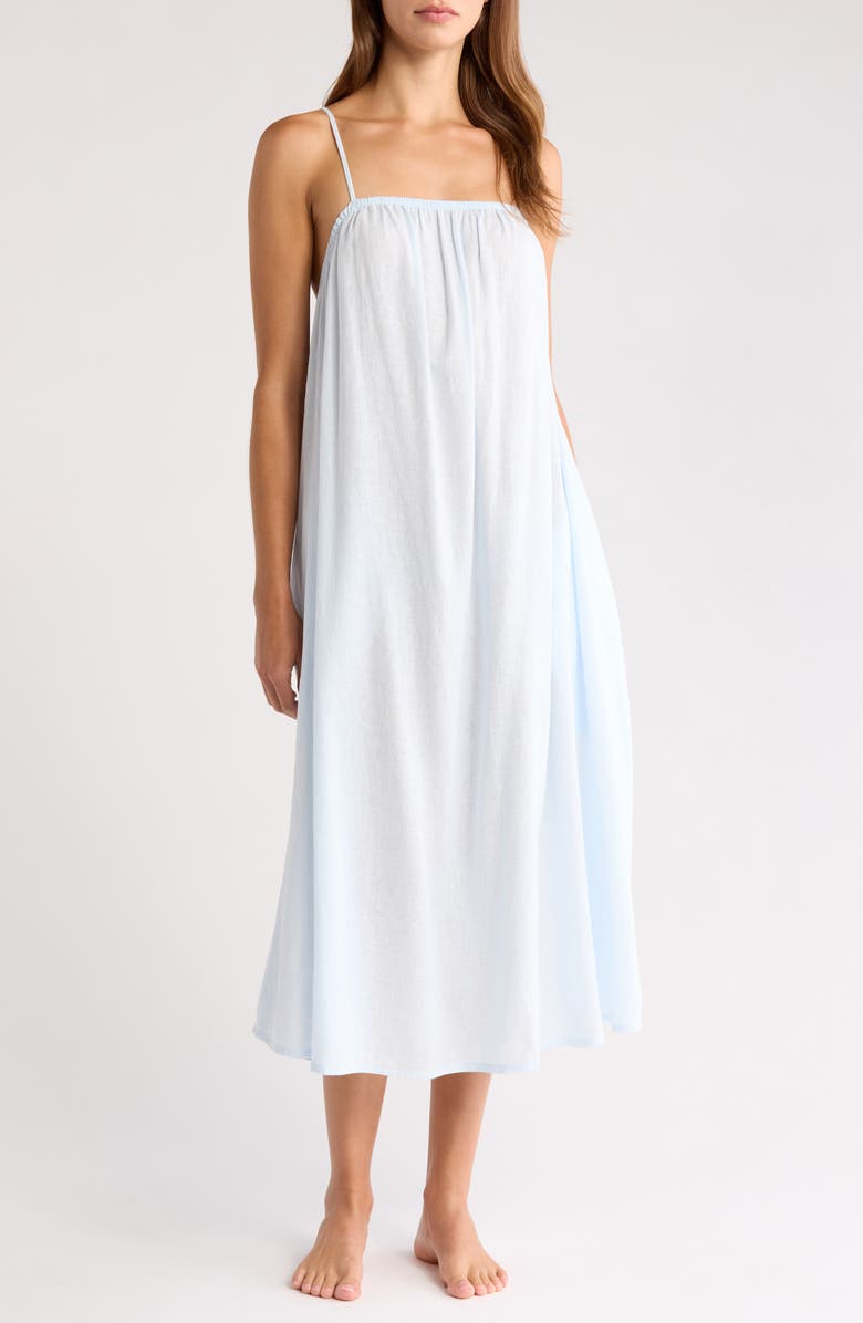 Nordstrom Vacation Linen Blend Nightgown, Main, color, Blue Breeze
