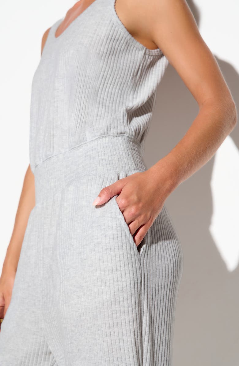 Spiritual Gangster Tranquility Ribbed Sleeveless Jogger Jumpsuit, Alternate, color, Light Heather Grey