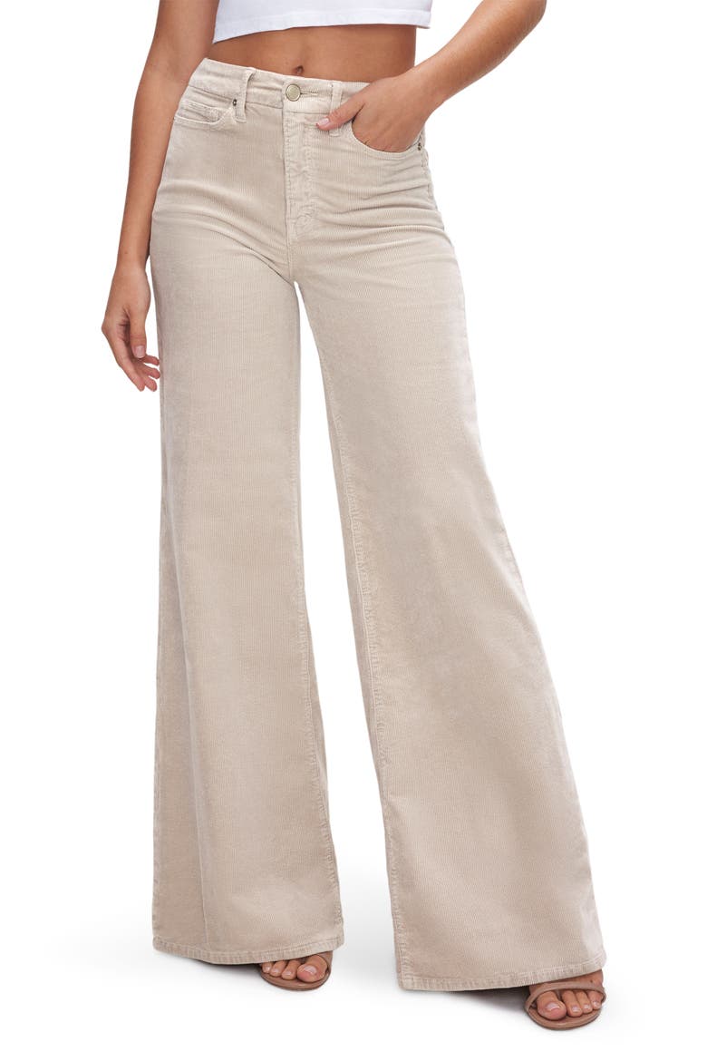 Good Waist Corduroy Wide Leg Palazzo Pants, Main, color, BONE001