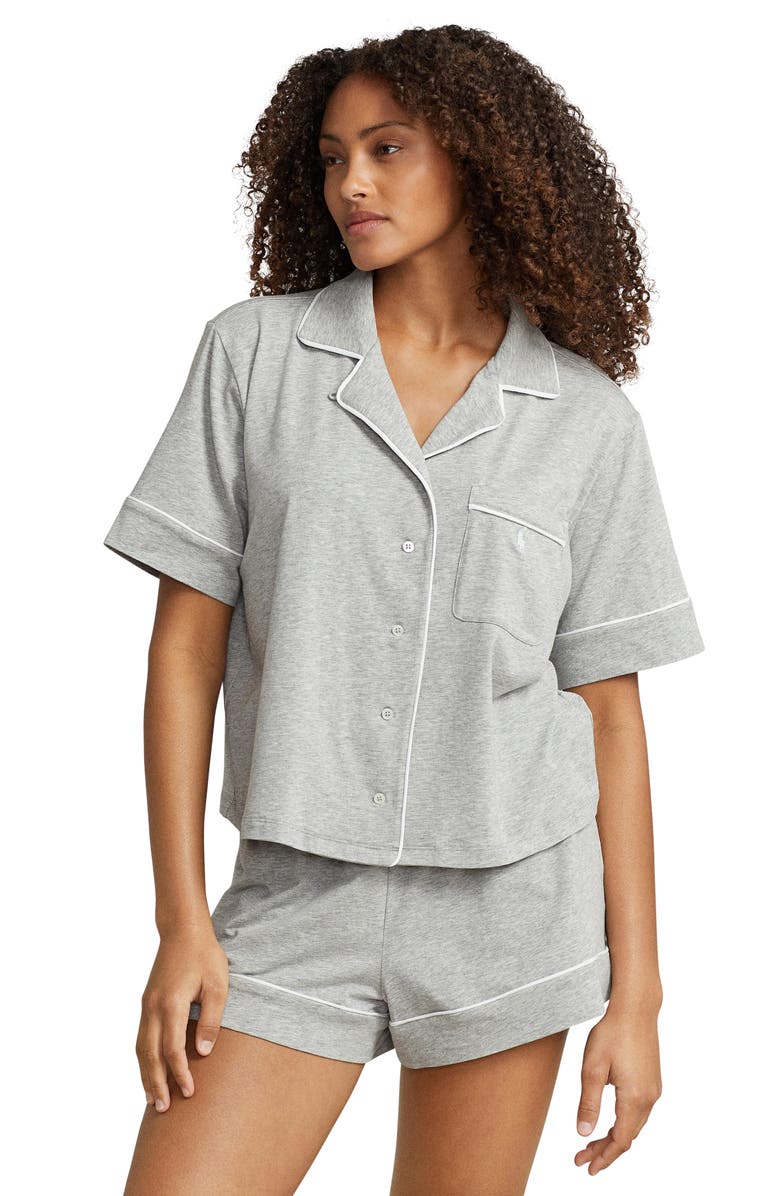 Polo Ralph Lauren Jersey Short Pajamas, Alternate, color, Heather Grey