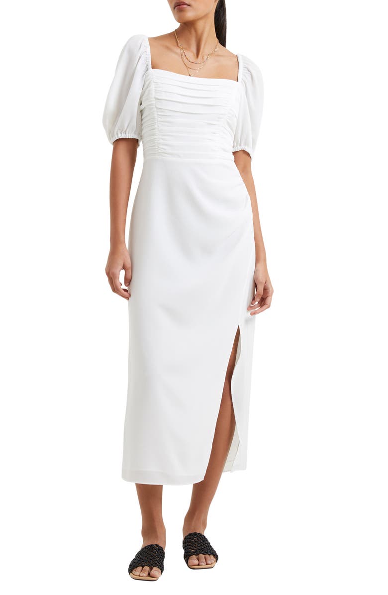 French Connection Afina Inu Satin Midi Dress, Main, color, Summer White